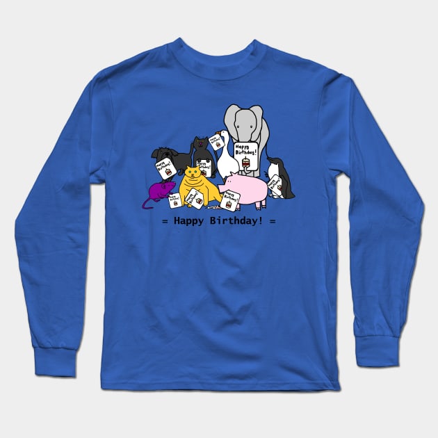 Happy Birthday from these Cute Animals Long Sleeve T-Shirt by ellenhenryart